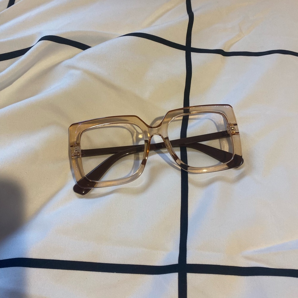 Beige Square Frame Blue Light Glasses